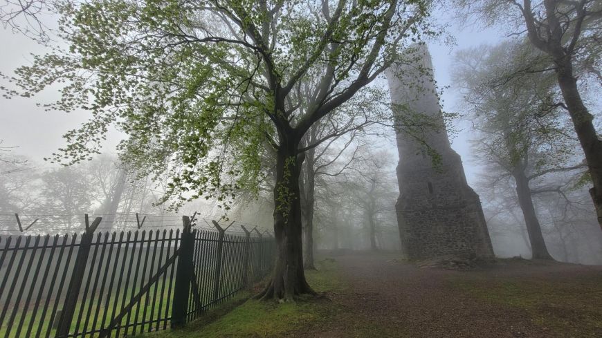 Corstorphine Hills two towers in the mist