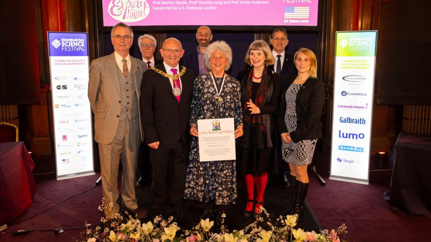 Professor Marion Nestle at Edinburgh Medal Ceremony 2023