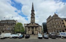 The tall spire of St Andrew's and St George's West Church