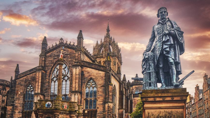 Adam Smith statue on Royal Mile