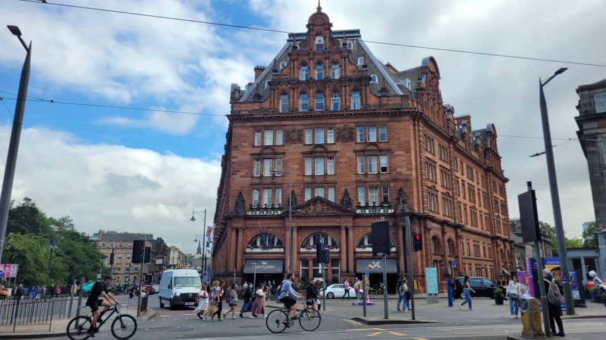 Caledonian Hotel viewed from Princes Street in Summer