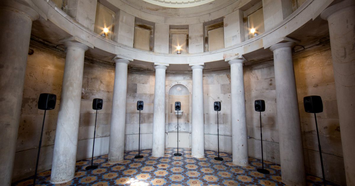 Emeka Ogboh, Song of the Union, 2021. Burns Monument interior
