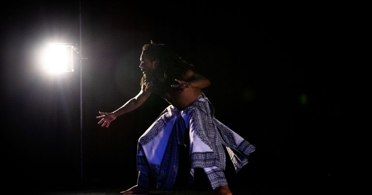 Akeim Toussaint Buck in Windows of Displacement, (photo, Andy Brown)
