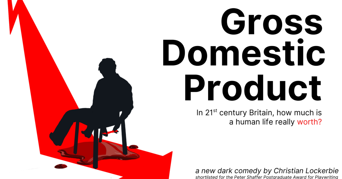 A silhouette of a man, seated on a chair, with a red stripe underneath him and the heading on the right hand side.